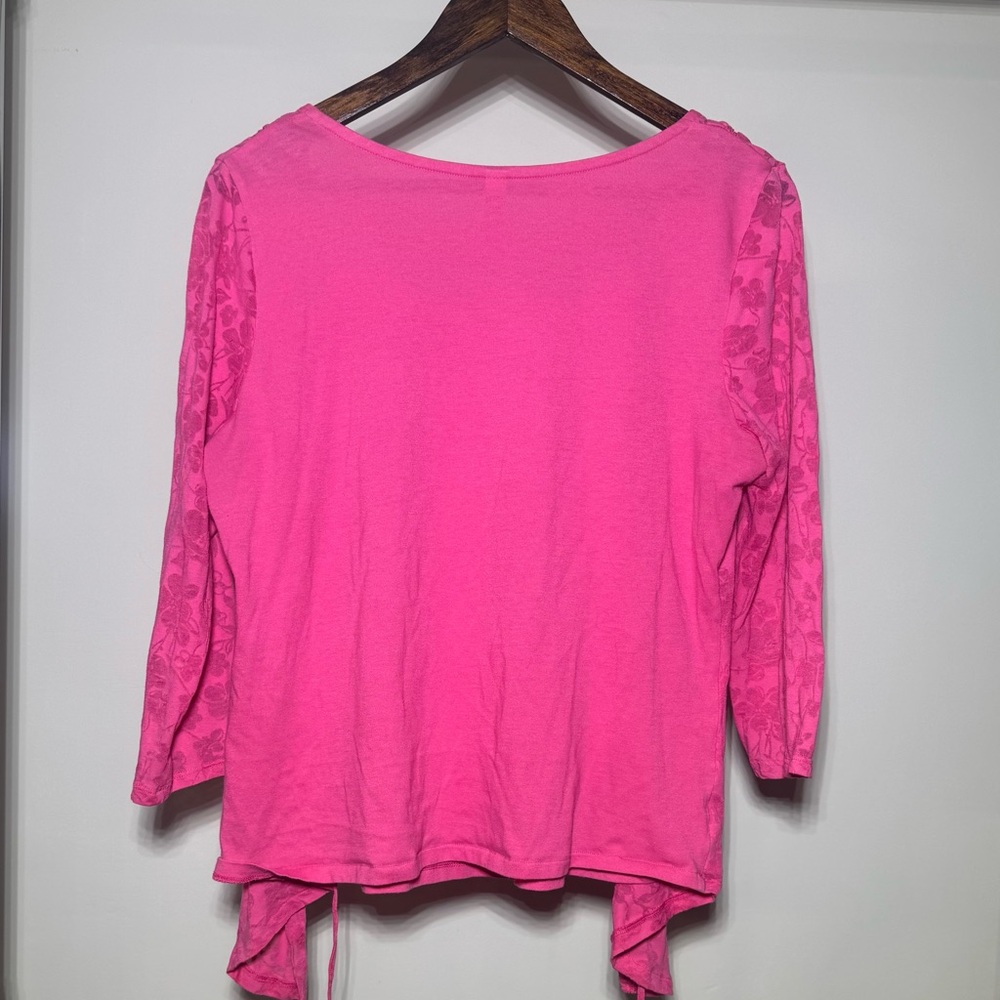 Vintage Pink Floral Cardigan Top With Camisole Attached Size Large 90s Boho - Picture 3 of 9